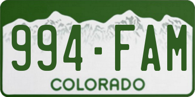 CO license plate 994FAM