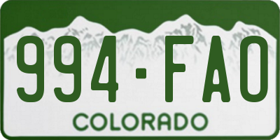 CO license plate 994FAO