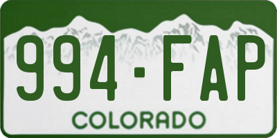 CO license plate 994FAP