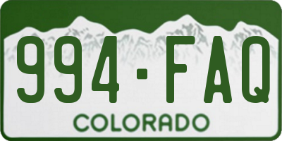 CO license plate 994FAQ