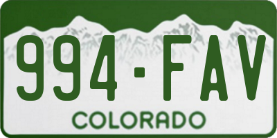 CO license plate 994FAV