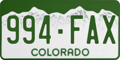 CO license plate 994FAX