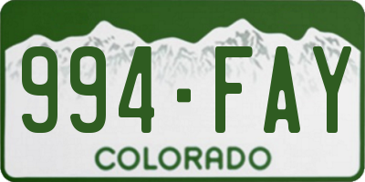 CO license plate 994FAY