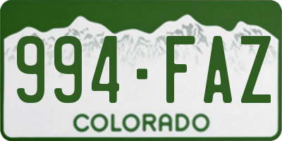 CO license plate 994FAZ