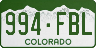 CO license plate 994FBL