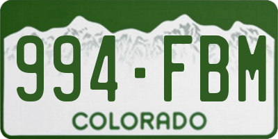 CO license plate 994FBM