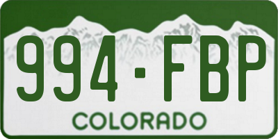CO license plate 994FBP