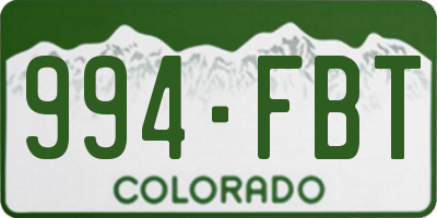CO license plate 994FBT
