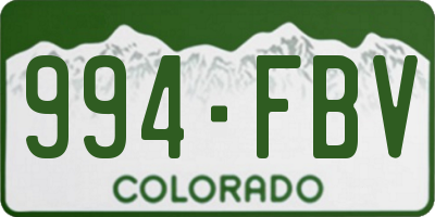 CO license plate 994FBV
