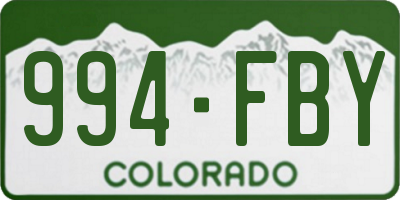 CO license plate 994FBY