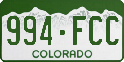 CO license plate 994FCC