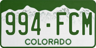 CO license plate 994FCM
