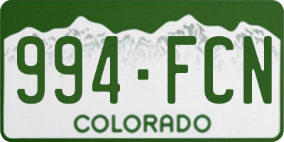 CO license plate 994FCN