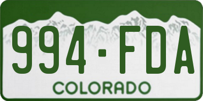 CO license plate 994FDA