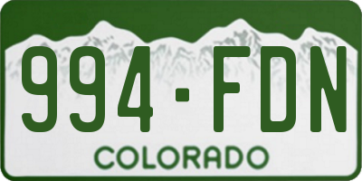 CO license plate 994FDN