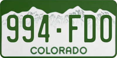 CO license plate 994FDO
