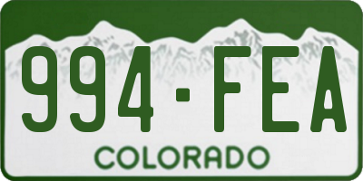 CO license plate 994FEA