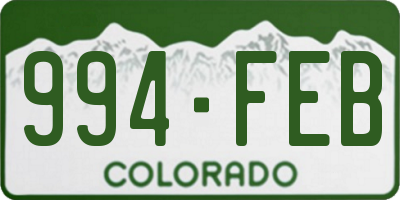 CO license plate 994FEB