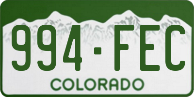 CO license plate 994FEC