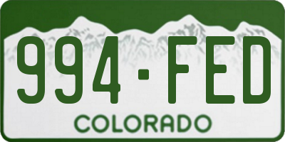 CO license plate 994FED