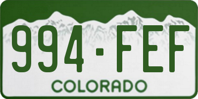 CO license plate 994FEF