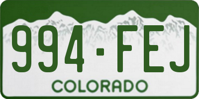 CO license plate 994FEJ