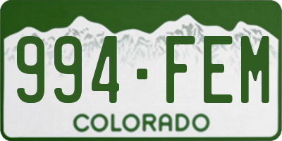 CO license plate 994FEM