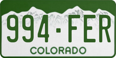 CO license plate 994FER