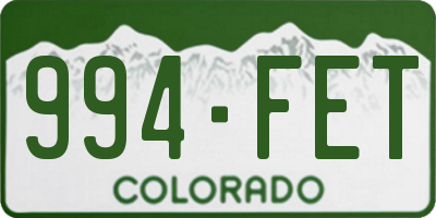 CO license plate 994FET