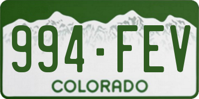 CO license plate 994FEV