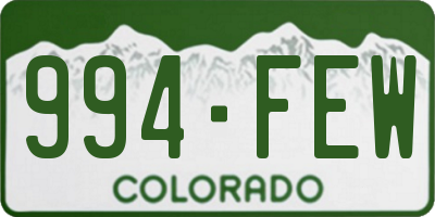 CO license plate 994FEW