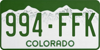 CO license plate 994FFK