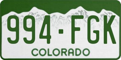 CO license plate 994FGK