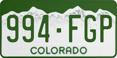 CO license plate 994FGP