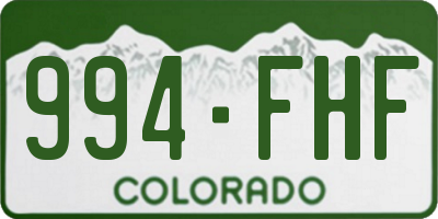 CO license plate 994FHF
