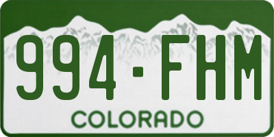 CO license plate 994FHM