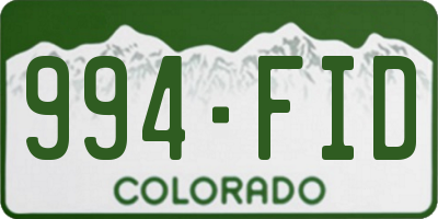 CO license plate 994FID