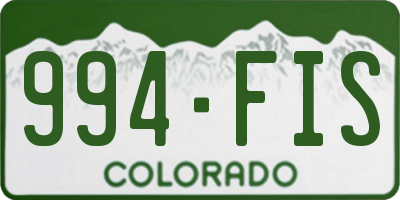 CO license plate 994FIS