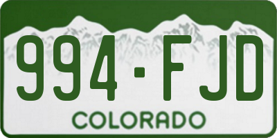 CO license plate 994FJD