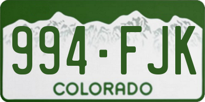 CO license plate 994FJK