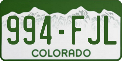 CO license plate 994FJL