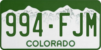 CO license plate 994FJM