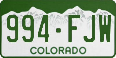 CO license plate 994FJW