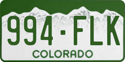 CO license plate 994FLK