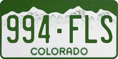 CO license plate 994FLS