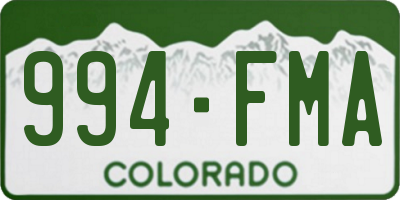 CO license plate 994FMA