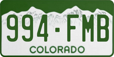 CO license plate 994FMB