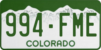 CO license plate 994FME