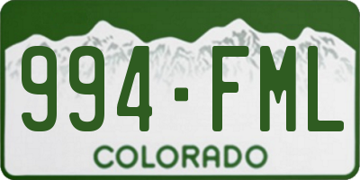 CO license plate 994FML