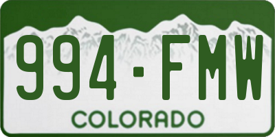 CO license plate 994FMW
